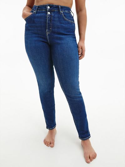 Calvin Klein Ruhák HU883680 | Calvin Klein Plus Size High Rise Női Farmernadrág Sötét Kék